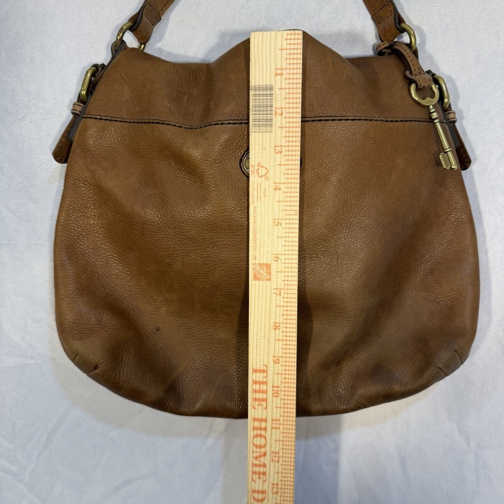 vintage fossil explorer crossbody Bag Leather Tan Zippers Brass Hardware - Picture 6 of 16